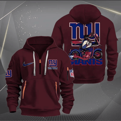 [SPECIAL OFFER] NEW CUSTOMIZED NFL32 NYG NEW YORK GIANTS MUTICOLOR QUARTER ZIP HOODIE