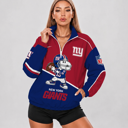 [SPECIAL OFFER] NEW CUSTOMIZED NFL32 NYG NEW YORK GIANTS V-NECK ZIPPER SWEATSHIRT JACKET