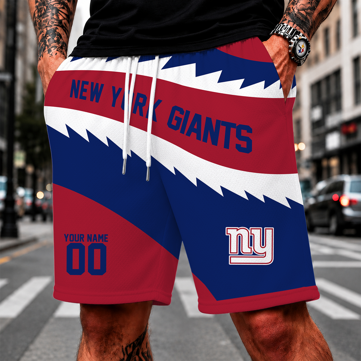 [SPECIAL OFFER] NEW CUSTOMIZED NFL32 NYG NEW YORK GIANTS SHORT PANTS
