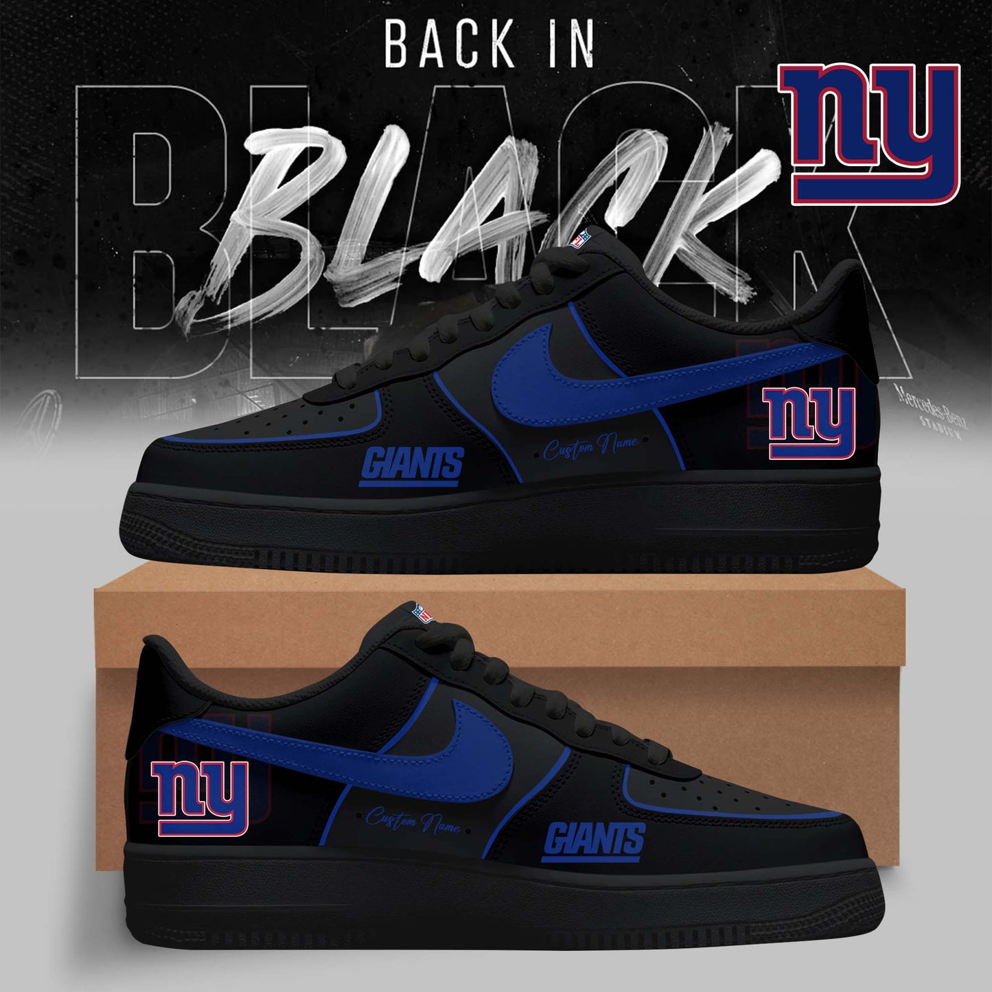 LIMITED EDITION - NEW CUSTOMIZED NFL32 NYG NEW YORK GIANTS AF1 SNEAKERS