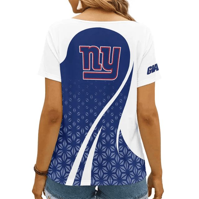 LIMITED EDITION - NEW CUSTOMIZED NFL32 NYG NEW YORK GIANTS V-NECK FEMALE SHIRT