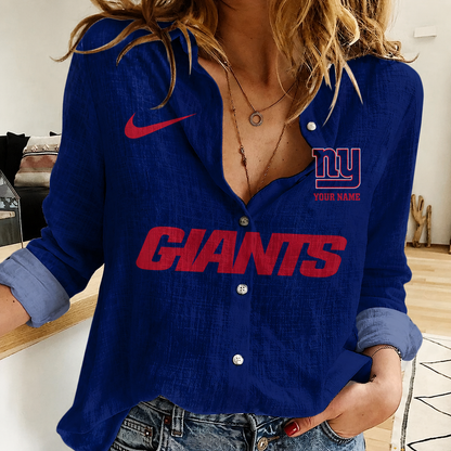 LIMITED EDITION - NEW CUSTOMIZED NFL32 NYG NEW YORK GIANTS WOMEN CASUAL SHIRT