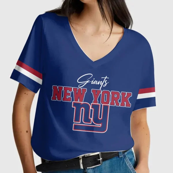 LIMITED EDITION - NEW CUSTOMIZED NFL32 NYG NEW YORK GIANTS V-NECK FEMALE SHIRT