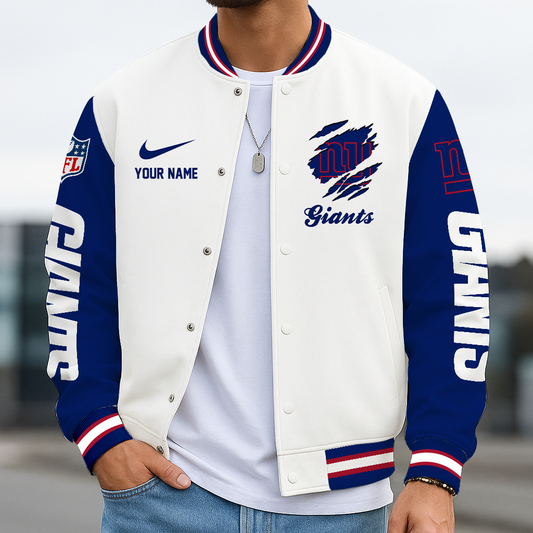 LIMITED EDITION - NEW CUSTOMIZED NFL32 NYG  NEW YORK GIANTS BASEBALL JACKET