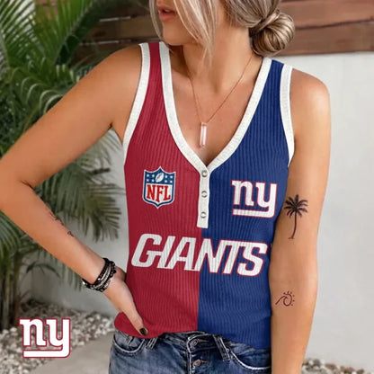 [SPECIAL OFFER] NEW CUSTOMIZED NFL32 NYG NEW YORK GIANTS WOMEN'S V-NECK TANK TOP