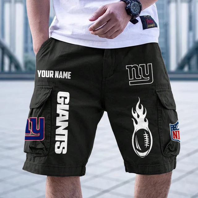 [SPECIAL OFFER] NEW CUSTOMIZED NFL32 NYG NEW YORK GIANTS CARGO SHORTS