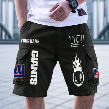 [SPECIAL OFFER] NEW CUSTOMIZED NFL32 NYG NEW YORK GIANTS CARGO SHORTS