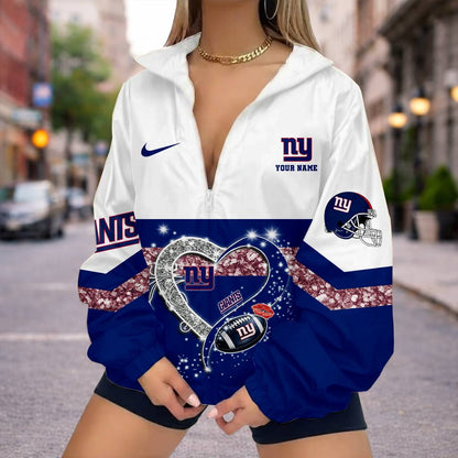 LIMITED EDITION - NEW CUSTOMIZED NFL32 NYG NEW YORK GIANTS V-NECK ZIPPER SWEATSHIRT JACKET