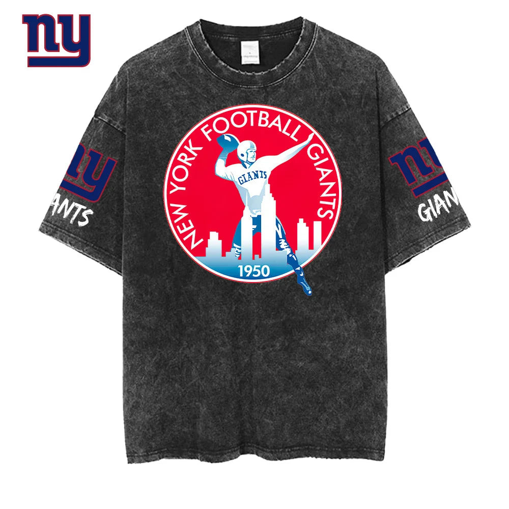 [SPECIAL OFFER] NEW CUSTOMIZED NFL32 NYG NEW YORK GIANTS MULTICOLOR WASHED TEE
