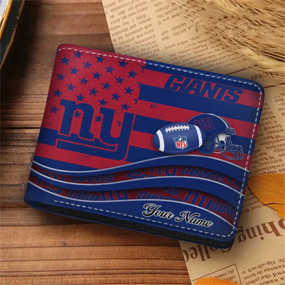 [SPECIAL OFFER] NEW CUSTOMIZED NFL32 NYG NEW YORK GIANTS LEATHER WALLET