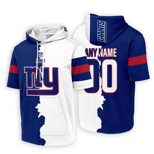 LIMITED EDITION - NEW CUSTOMIZED NFL32 NYG NEW YORK GIANTS SHORT SLEEVE HOODIE T-SHIRT