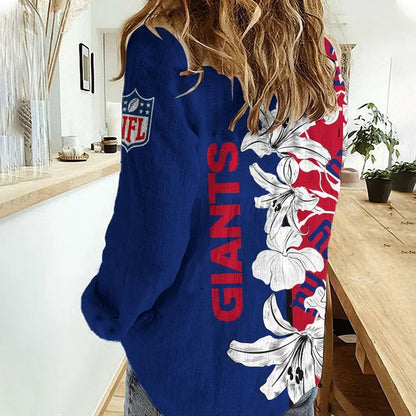 [SPECIAL OFFER] NEW CUSTOMIZED NFL32 NYG NEW YORK GIANTS WOMEN CASUAL SHIRT FOR FAN