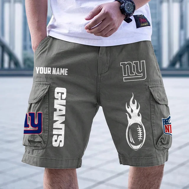 [SPECIAL OFFER] NEW CUSTOMIZED NFL32 NYG NEW YORK GIANTS CARGO SHORTS