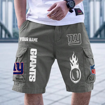 [SPECIAL OFFER] NEW CUSTOMIZED NFL32 NYG NEW YORK GIANTS CARGO SHORTS