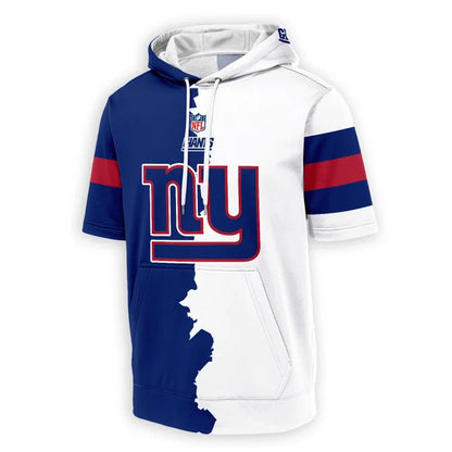 LIMITED EDITION - NEW CUSTOMIZED NFL32 NYG NEW YORK GIANTS SHORT SLEEVE HOODIE T-SHIRT