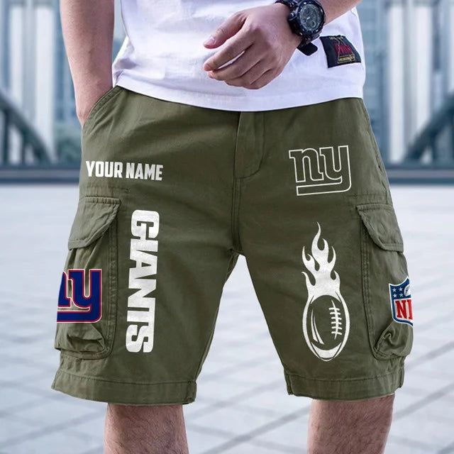 [SPECIAL OFFER] NEW CUSTOMIZED NFL32 NYG NEW YORK GIANTS CARGO SHORTS