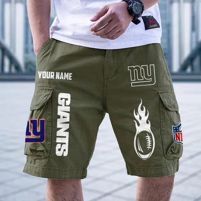[SPECIAL OFFER] NEW CUSTOMIZED NFL32 NYG NEW YORK GIANTS CARGO SHORTS