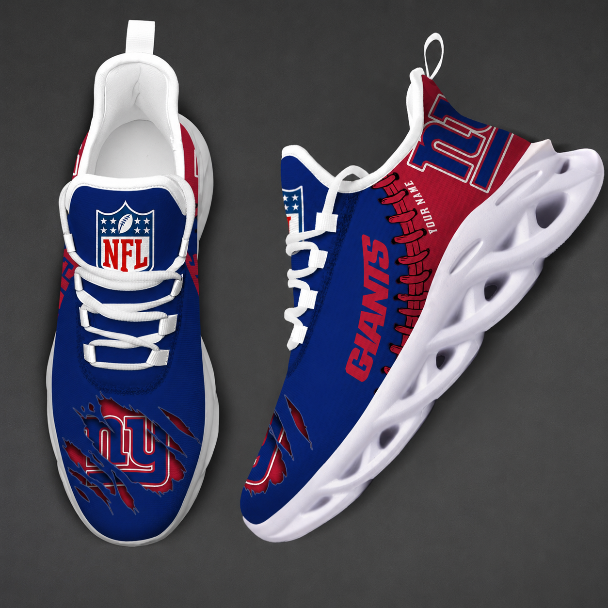 LIMITED EDITION - NEW CUSTOMIZED NFL32 NYG NEW YORK GIANTS UNISEX MAX SOUL SHOES