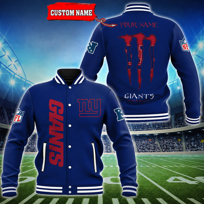 LIMITED EDITION - NEW CUSTOMIZED NFL32 NYG NEW YORK GIANTS SATIN VARSITY & BASEBALL JACKET
