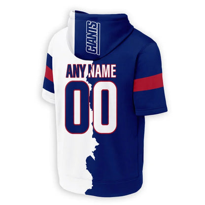 LIMITED EDITION - NEW CUSTOMIZED NFL32 NYG NEW YORK GIANTS SHORT SLEEVE HOODIE T-SHIRT