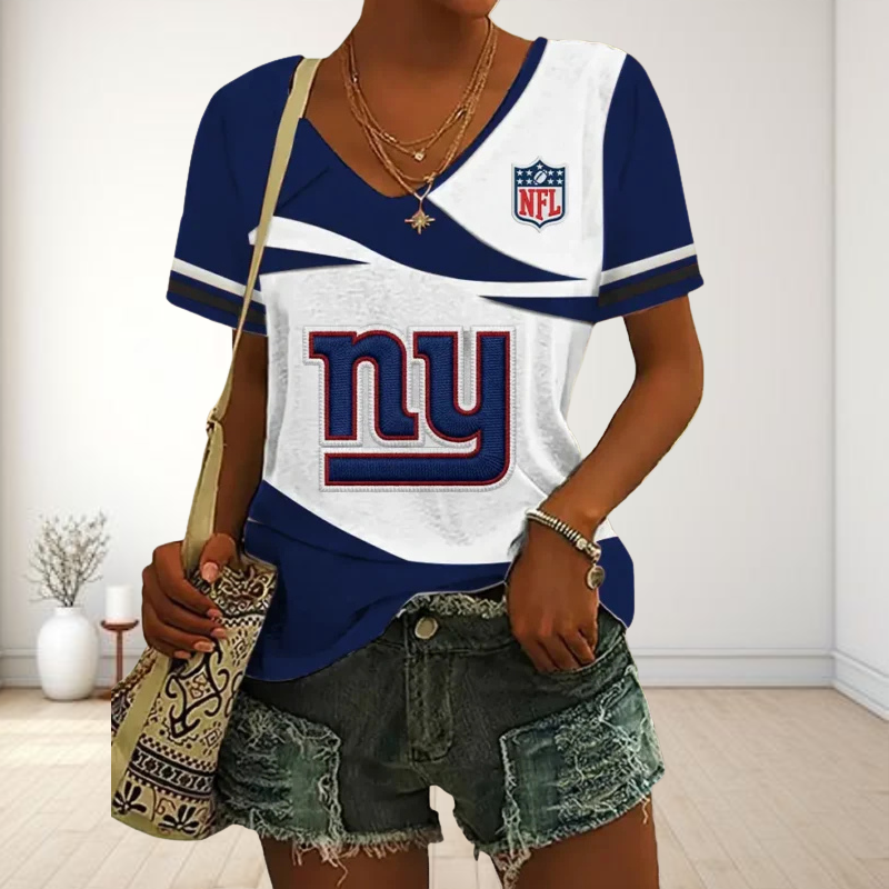 LIMITED EDITION - NEW CUSTOMIZED NFL32 NYG NEW YORK GIANTS V-NECK FEMALE SHIRT