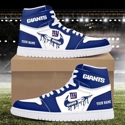 LIMITED EDITION - NEW CUSTOMIZED NFL32 NYG NEW YORK GIANTS AIR JORDAN SNEAKERS