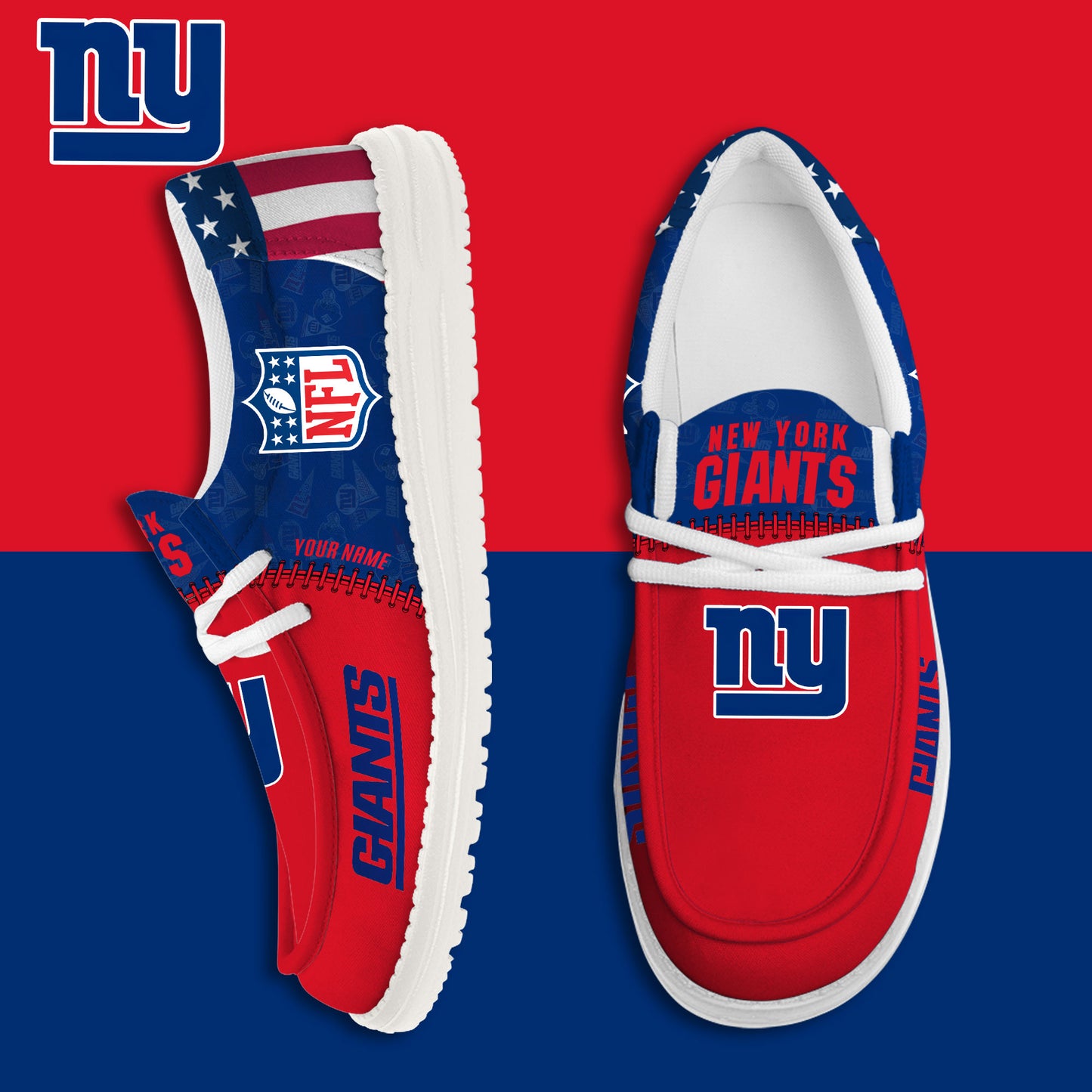 LIMITED EDITION - NEW CUSTOMIZED NFL32 NYG NEW YORK GIANTS LOAFER SHOES