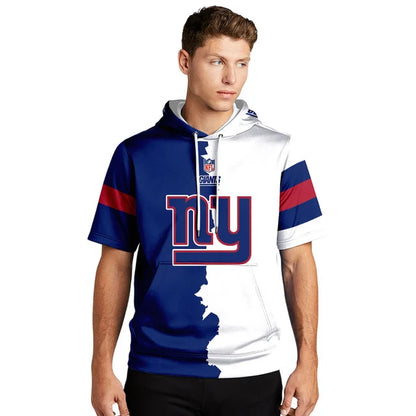 LIMITED EDITION - NEW CUSTOMIZED NFL32 NYG NEW YORK GIANTS SHORT SLEEVE HOODIE T-SHIRT