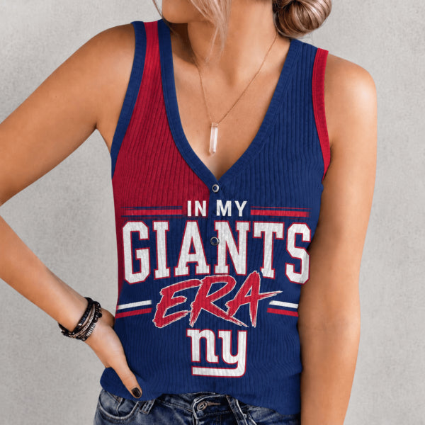 [SPECIAL OFFER] NEW CUSTOMIZED NFL32 NYG NEW YORK GIANTS WOMEN'S V-NECK TANK TOP