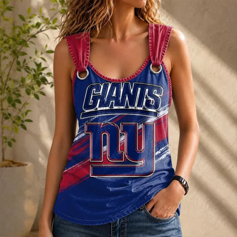[SPECIAL OFFER] NEW CUSTOMIZED NFL32 NYG NEW YORK GIANTS O-RING SHOULDER TANK TOP