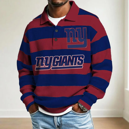 LIMITED EDITION - NEW CUSTOMIZED NFL32 NY GIANTS MEN LONG SLEEVE POLO SHIRT