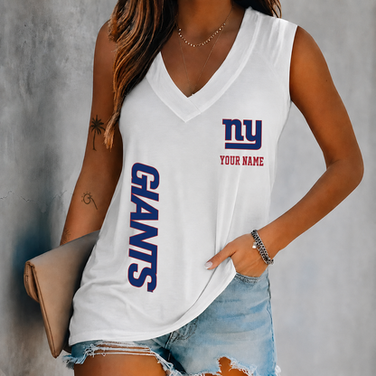 LIMITED EDITION - NEW CUSTOMIZED NFL32 NYG NEW YORK GIANTS WOMEN'S V-NECK TANK TOP