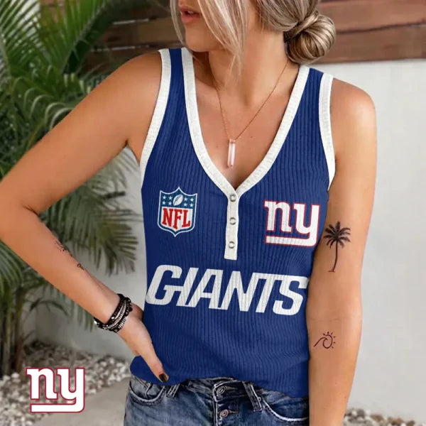 [SPECIAL OFFER] NEW CUSTOMIZED NFL32 NYG NEW YORK GIANTS WOMEN'S V-NECK TANK TOP