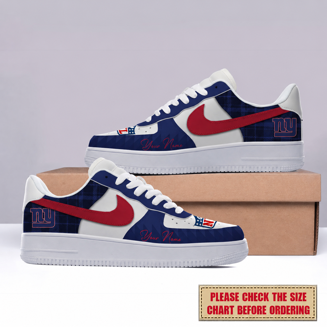 LIMITED EDITION - NEW CUSTOMIZED NFL32 NYG NEW YORK GIANTS AF1 SHOES