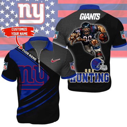 LIMITED EDITION - NEW CUSTOMIZED NFL32 NYG NEW YORK GIANTS HARLEY-DAVIDSON POLO WITH ZIPPER SHIRT