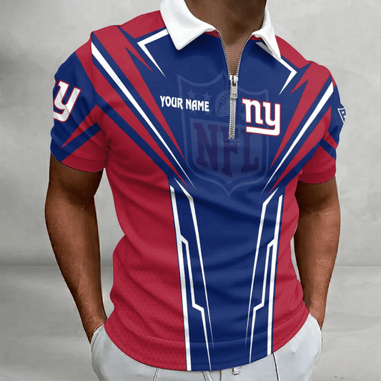 [SPECIAL OFFER] NEW CUSTOMIZED NFL32 NYG NEW YORK GIANTS ZIP POLO SHIRT