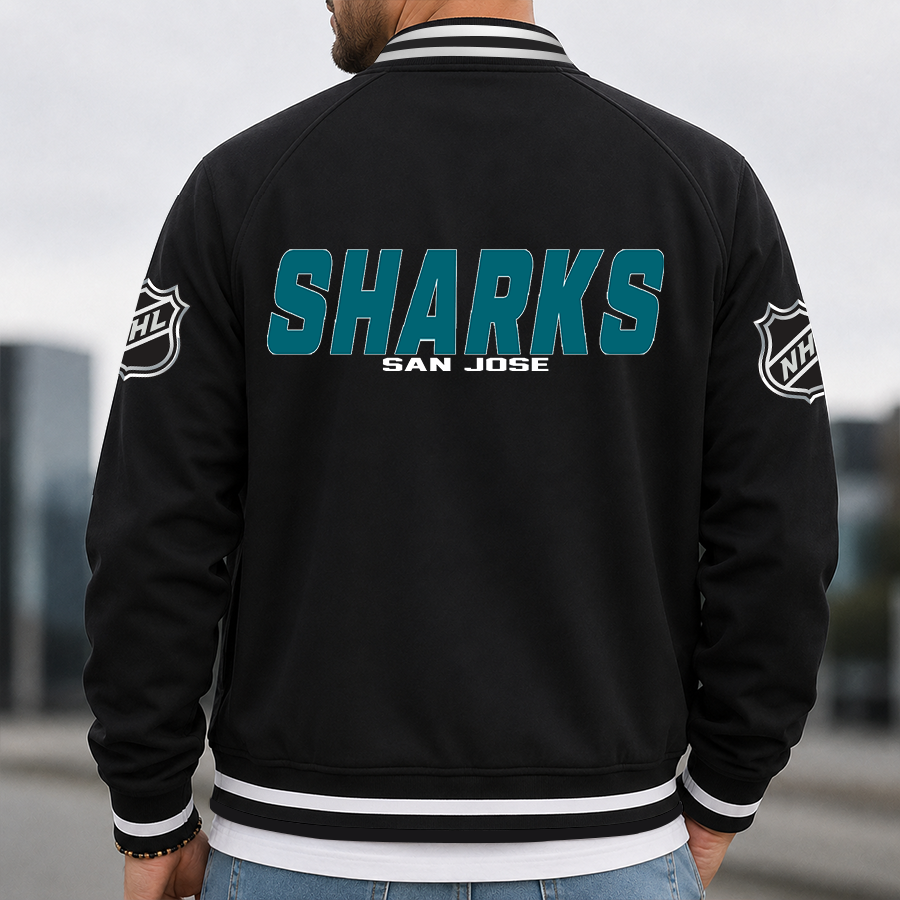 [SUPER SALE] NEW CUSTOMIZED NHL32 SJS SAN JOSE SHARKS MULTICOLOR MEN'S CASUAL JACKET