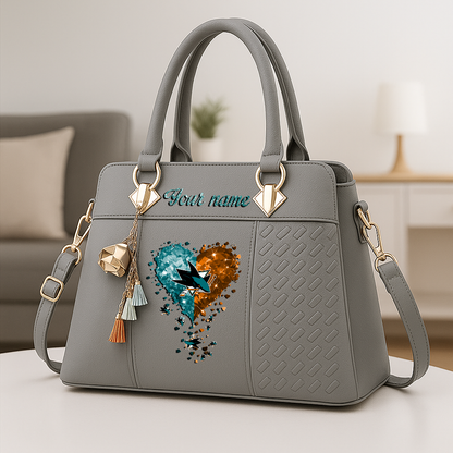 LIMITED EDITION - NEW CUSTOMIZED NHL32 SJS SAN JOSE SHARKS ZIP HANDBAG MULTICOLOR