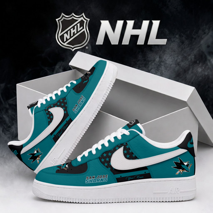 SPECIAL EDITION - NEW CUSTOMIZED NHL32 SJS SAN JOSE SHARKS AF1 SHOES