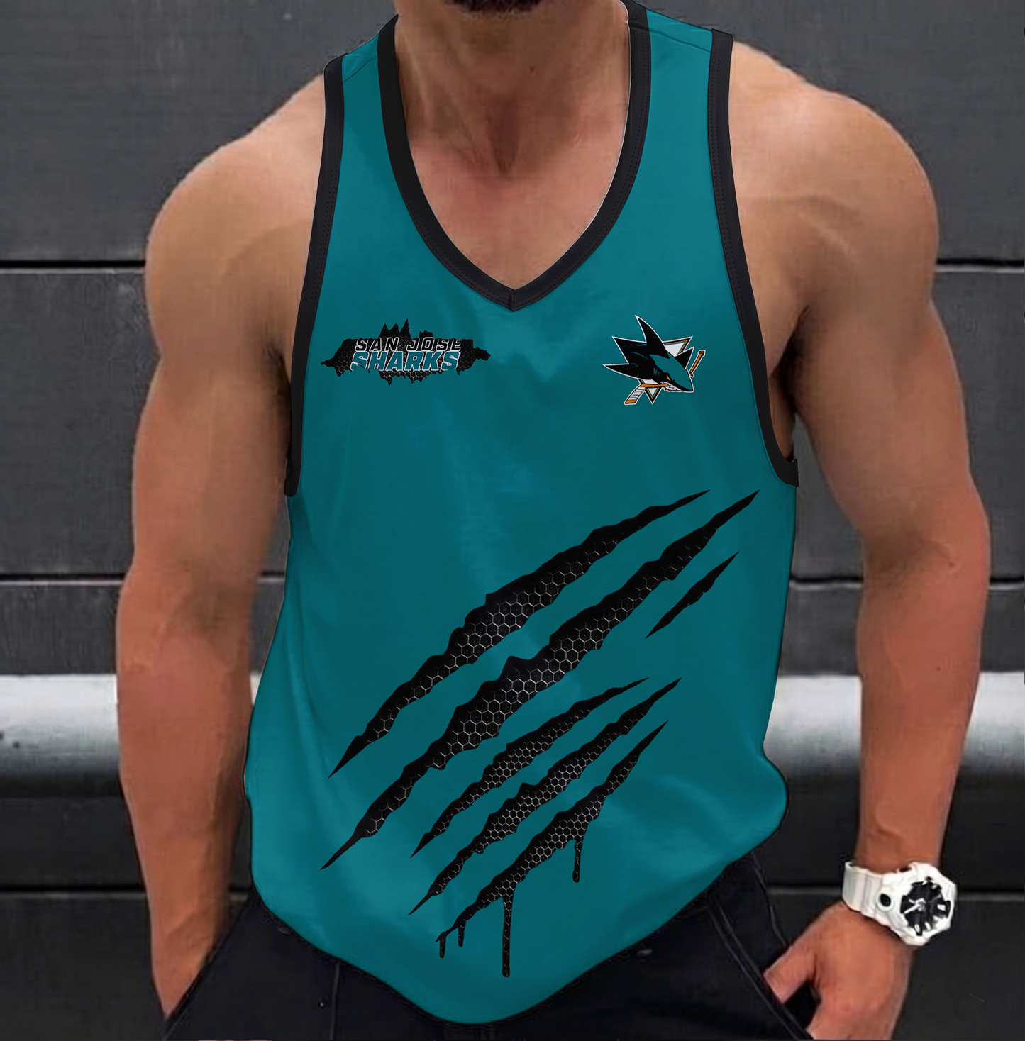 LIMITED EDITION - NEW CUSTOMIZED NHL32 SJS SAN JOSE SHARKS UNISEX TANK TOP