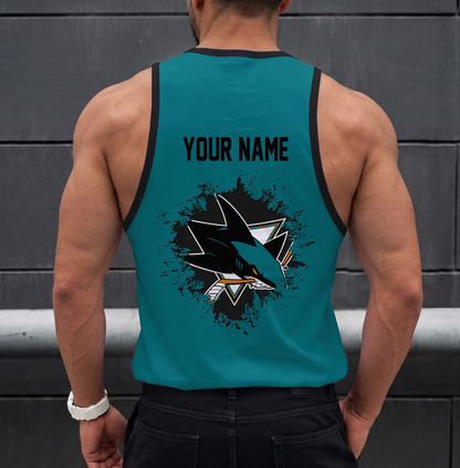 LIMITED EDITION - NEW CUSTOMIZED NHL32 SJS SAN JOSE SHARKS UNISEX TANK TOP