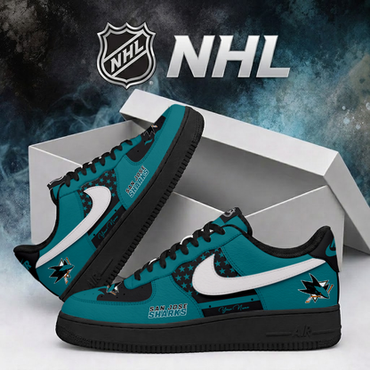 SPECIAL EDITION - NEW CUSTOMIZED NHL32 SJS SAN JOSE SHARKS AF1 SHOES