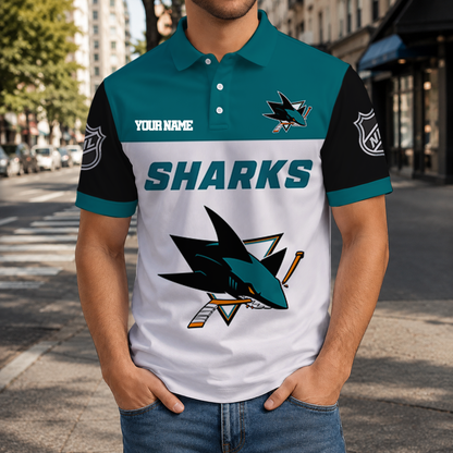 EXCLUSIVE EDITION - NEW CUSTOMIZED NHL32 SJS SAN JOSE SHARKS T-SHIRT, POLO SHIRT, ZIP POLO SHIRT, SWEATSHIRT, HOODIE & ZIP HOODIE