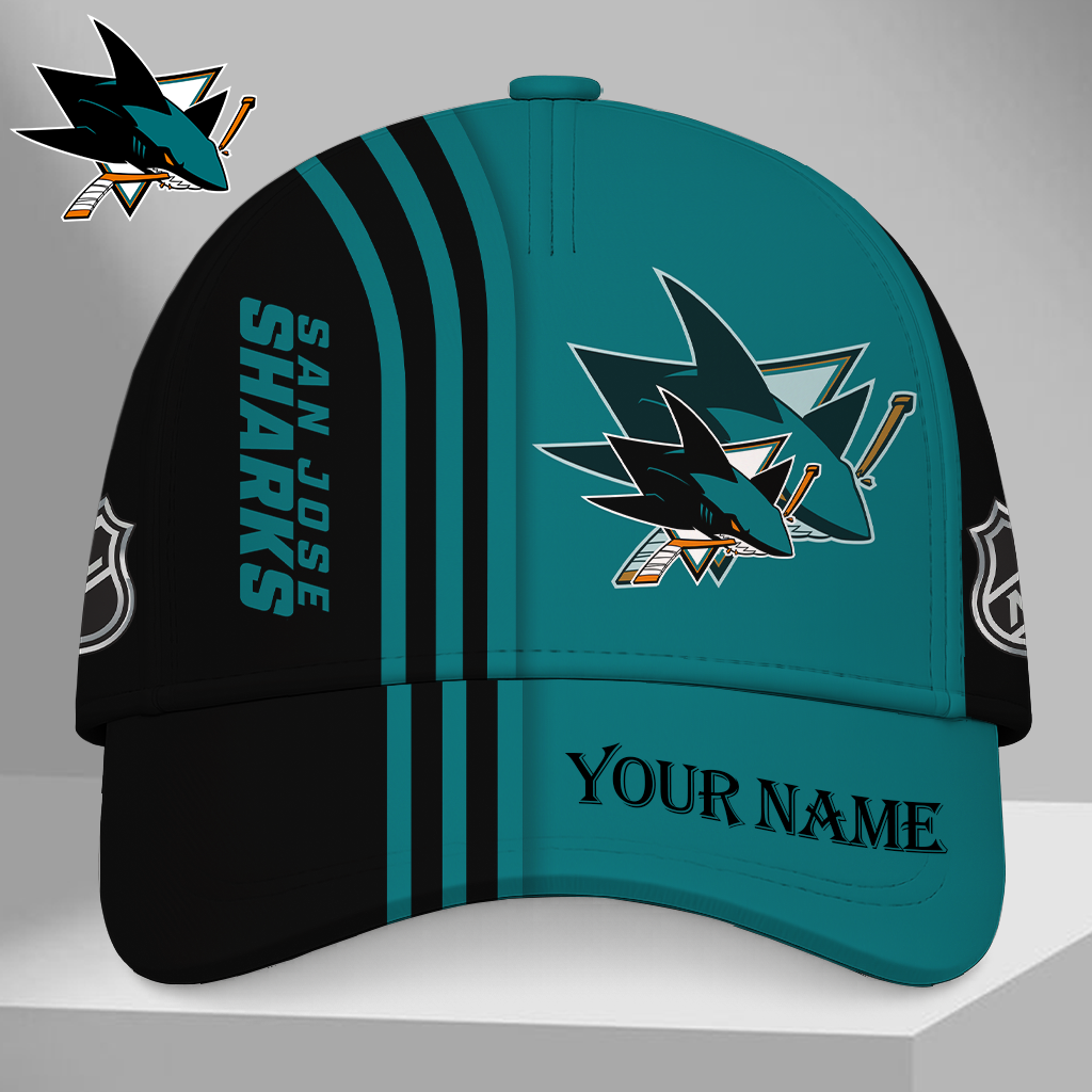 SPECIAL EDITION - NEW CUSTOMIZED NHL32 SJS SAN JOSE SHARKS CLASSIC CAP