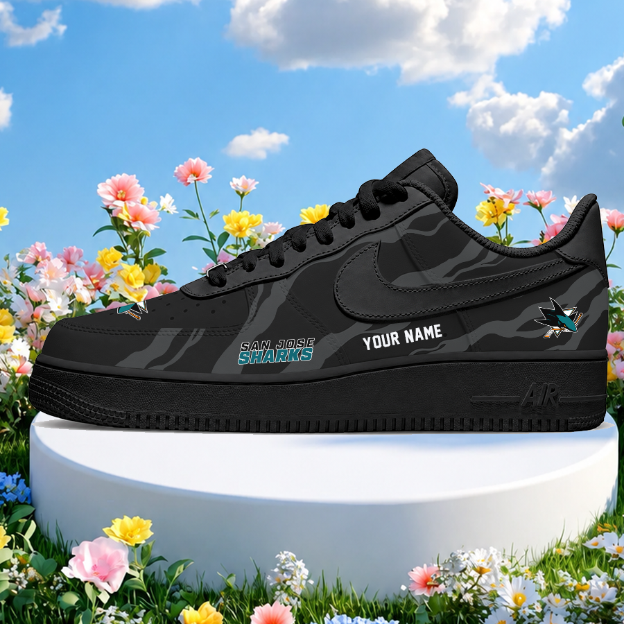 [SUPER SALE] NEW CUSTOMIZED NHL32 SJS SAN JOSE SHARKS AF1 SHOES