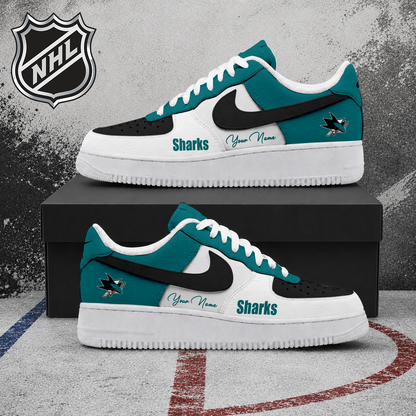 FINAL CLEARANCE - NEW CUSTOMIZED NHL32 SJS SAN JOSE SHARKS AF1 SHOES