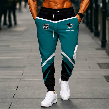 LIMITED EDITION - NEW CUSTOMIZED NHL32 SJS SAN JOSE SHARKS UNISEX LONG PANTS