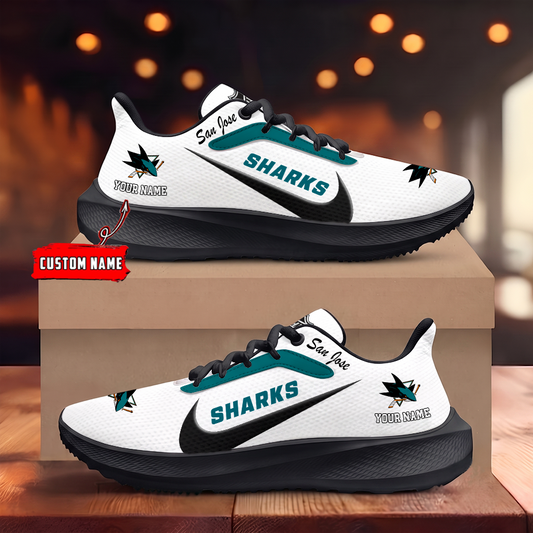 [SUPER SALE] NEW CUSTOMIZED NHL32 SJS SAN JOSE SHARKS ROAD RUNNING SHOES
