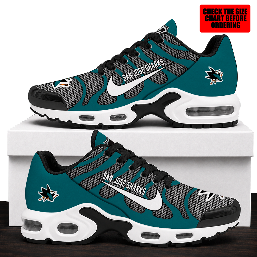 [SUPER SALE] NEW CUSTOMIZED NHL32 SJS SAN JOSE SHARKS AIR MAX PLUS SNEAKERS