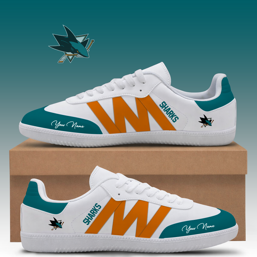 [SUPER SALE] NEW CUSTOMIZED NHL32 SJS SAN JOSE SHARKS CLASSIC SNEAKERS